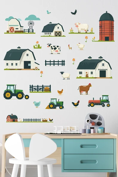 EsaKids Çiftlik Temalı Çocuk Odası Sticker Seti 100 x 30 ürün görseli 1
