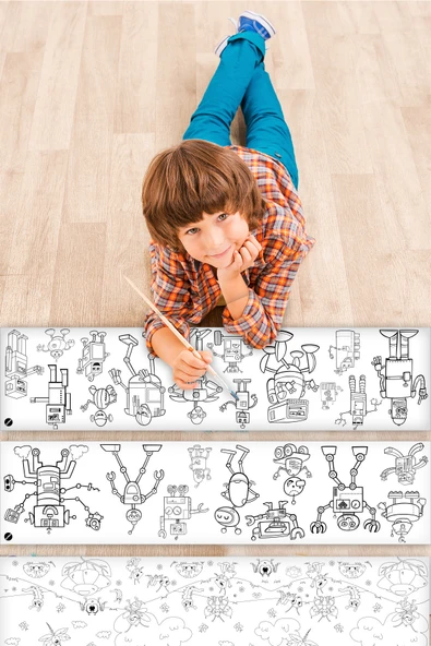 EsaKids Hayvanlar Temalı Bebek Ve Çocuk Için Örnek Resimli 3,75 Metre Rulo Boyama Kağıdıı 30 x 375 ürün görseli 1