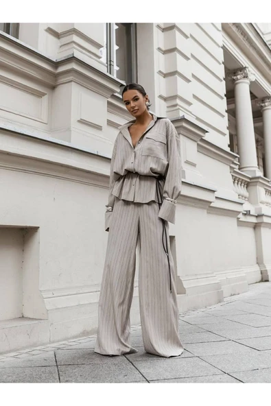 TANE TASARIM oversize çizgili takım ürün görseli 1
