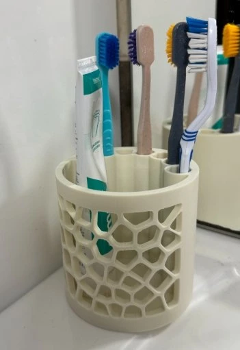 Modern Geometrik Desenli Çok Bölmeli Diş Fırçalık ve Diş Macunu Düzenleyici Banyo Organizeri ürün görseli 1