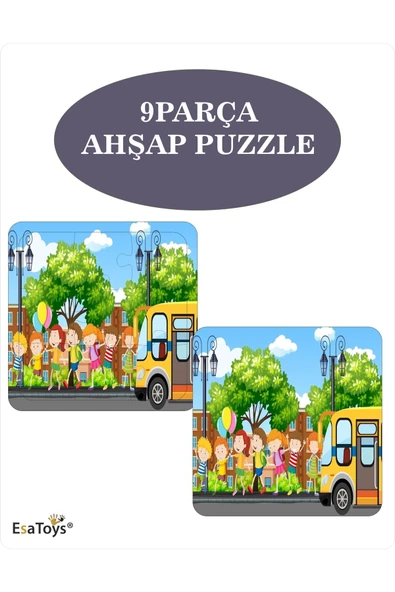 EsaKids Ahşap Çocuk Puzzle 9 Parçalı 20 x 30 ürün görseli 1