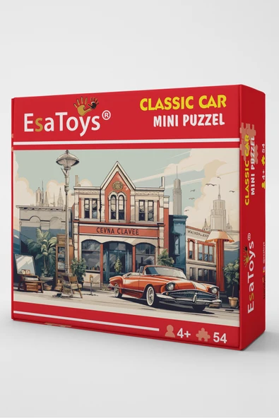 EsaKids Ahşap Classic Car Mini Puzzle | 4 Yaş 54 Parça 18 x 27 ürün görseli 1