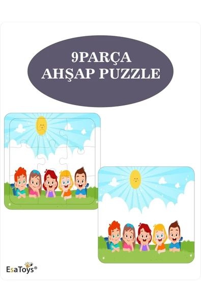 EsaKids Ahşap Çocuk Puzzle 9 Parça 20 x 30 ürün görseli 1