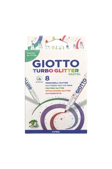 Giotto Turbo Glitter 8'li Pastel Renkler Marker Kalem Set F426300 ürün görseli 1