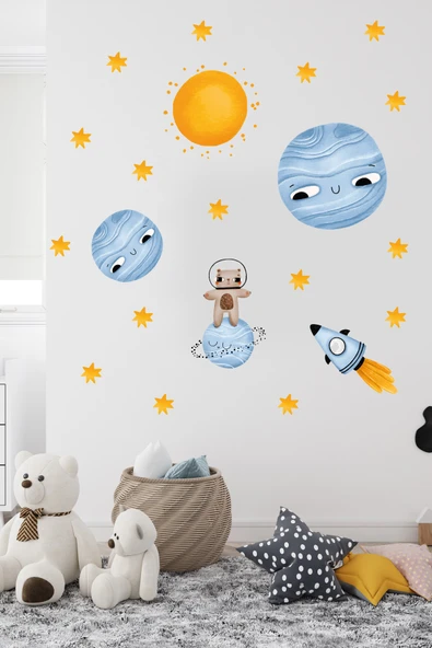 EsaKids Uzay Temalı Çocuk Odası Sticker Seti 100 x 30 ürün görseli 1