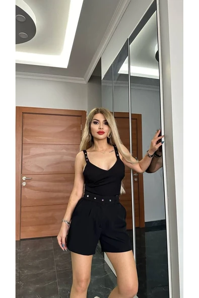 İNCİM BOUTIQUE ASKILI CROP ŞORT TAKIM - Resim 2