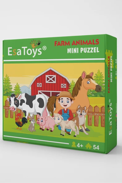 EsaKids Ahşap Farm Animals Mini Puzzle | 4 Yaş 54 Parça 18 x 27 ürün görseli 1