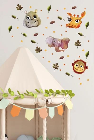 EsaKids Hayvanlar Temalı Çocuk Odası Sticker Seti 100 x 30 ürün görseli 1