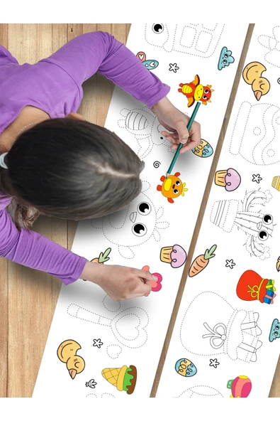 EsaKids Hayvanlar Temalı Örnek Resimli Dev Rulo Boyama Kağıdı - 3.75 Metre Aktivite Seti 30 x 375 ürün görseli 1