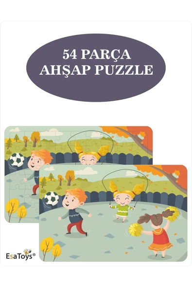 EsaKids Ahşap 54 Parça Çocuk Puzzle 20 x 30 ürün görseli 1