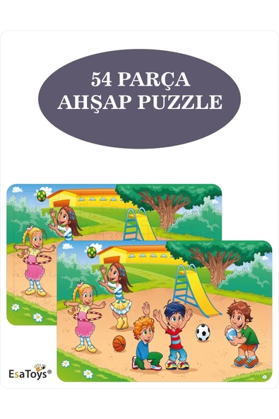 EsaKids Ahşap 54 Parça Çocuk Puzzle 20 x 30 ürün görseli 1