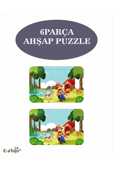 EsaKids Ahşap Çocuk Puzzle 6 Parça 20 x 30 ürün görseli 1