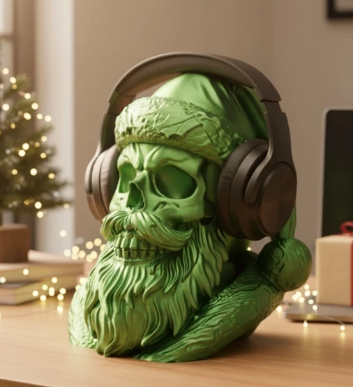 Noel Baba İskelet Kulaklık Standı - Dekoratif 3D Baskı Figür ürün görseli 1
