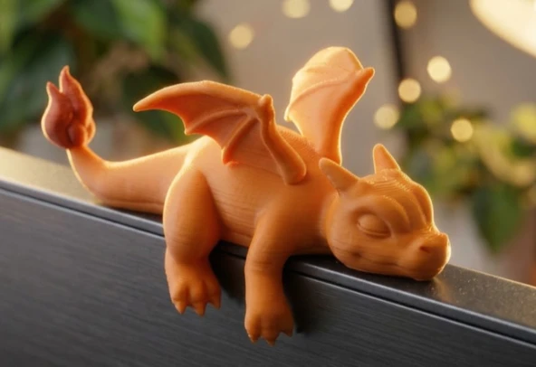 Sevimli Uyuyan Ejderha Monitör Üstü Figürü | 3D Baskı Masaüstü Dekorasyon Aksesuarı ürün görseli 1