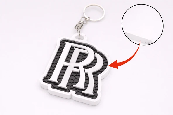 3D Baskı RR Logo Anahtarlık – Siyah Beyaz Premium Tasarım, Lüks Otomobil Temalı Dekoratif Anahtarlık ürün görseli 1