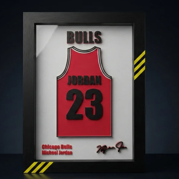 Michael Jordan #23 Chicago Bulls 3D Forma Tablo - Basketbol Temalı Dekoratif Duvar Sanatı - Koleksiyonluk Sporcu Çerçevesi ürün görseli 1