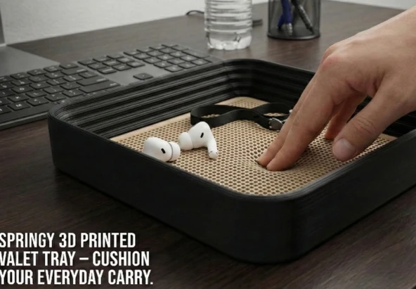 Esnek Tabanlı 3D Tasarım Masaüstü Düzenleyici Tepsi - Springy Valet Tray - Modern Organizer ürün görseli 1