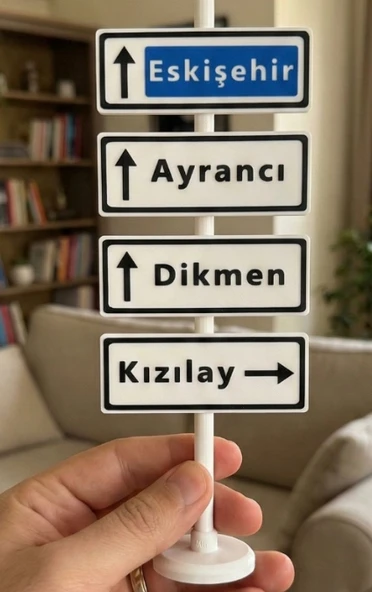 Ankara Şehir Tabelası Dekoratif Biblo - Kızılay Dikmen Ayrancı Yön Levhası 3D Baskı ürün görseli 1