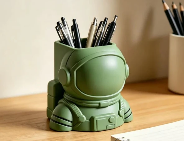 Astronot Kalemlik – 3D Baskı Uzay Temalı Masa Organizer ürün görseli 1
