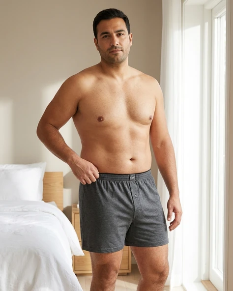 Büyük Beden Pamuklu Düğmeli Erkek Boxer ürün görseli 1