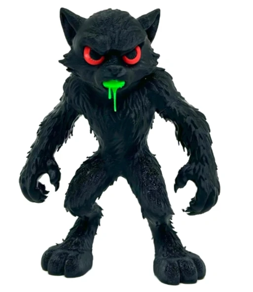 Kurt Adam Canavar Figürü - 3D Yazıcı Tasarım Korku Biblosu - Kırmızı Gözlü Siyah Werewolf ürün görseli 1