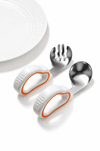 Valkyrie 316 Çelik Bebek Kaşık Çatal Seti | Ergonomik Silikon Tutma Saplı, Güvenli ve Kaymaz Tasarım ürün görseli 1