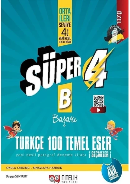 Nitelik Yayınları 4. Sınıf Yeni Nesil Süper Türkçe 100 Temel Eser ürün görseli 1
