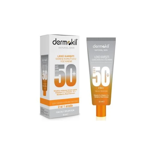 Dermokil Leke Karşıtı Güneş KOruyucu Yüz Kremi 2 si 1 Arada 50+ SPF 50 ml ürün görseli 1
