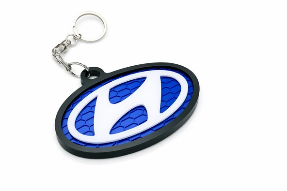 3D Baskı Hyundai Logo Anahtarlık – Petek Desenli Premium Araba Anahtarlığı | Mavi Siyah Otomotiv Aksesuar ürün görseli 1