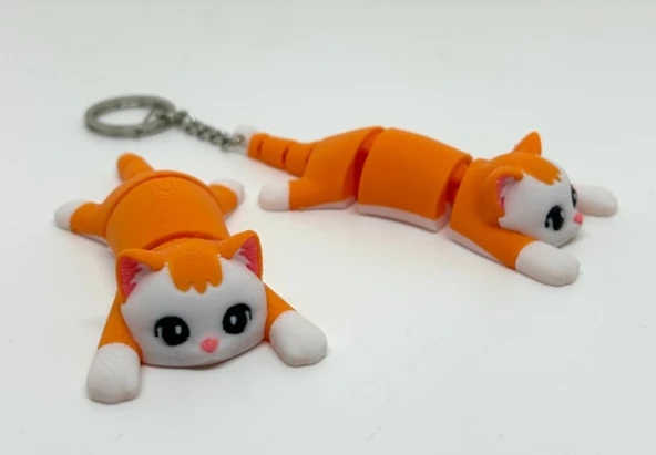 Articulated Cat Keychain - Hareketli Kedi Figürü - Dekoratif Çanta Aksesuarı ürün görseli 1