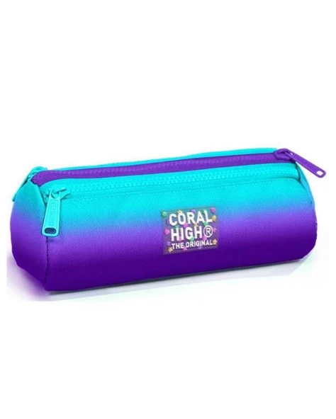 Coral High Turkuaz Mor Geçişli Üç Bölmeli Kalem Çantası 22063 ürün görseli 1