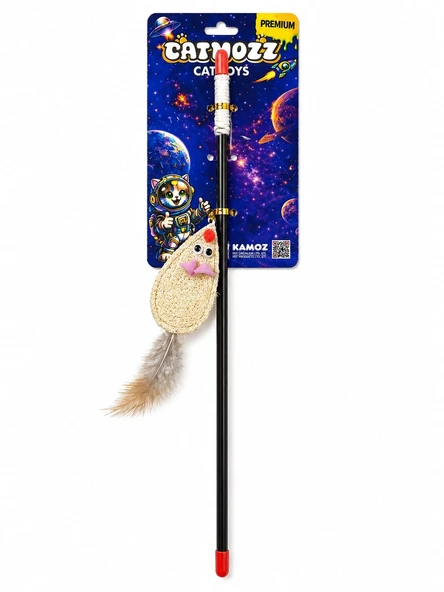 Catmozz Premium Doğal Lifli Tüylü Kedi Oltası 45 Cm ürün görseli 1