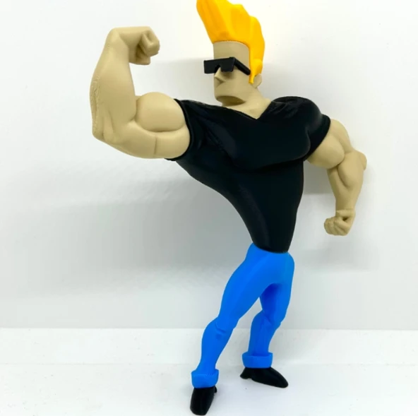 Johnny Bravo Figürü - 3D Baskı Cartoon Network Nostalji Heykeli - Retro Çizgi Film Karakteri Masa Dekoru ürün görseli 1