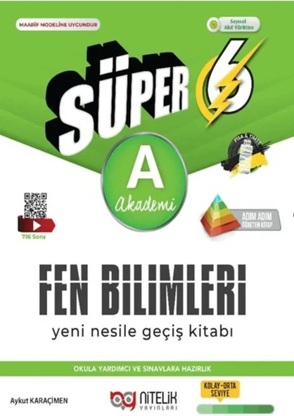 6. Sınıf Süper Fen Bilimleri Soru Kitabı Yeni Nesil (A) / Nitelik Yayınları / 9786052724507 ürün görseli 1