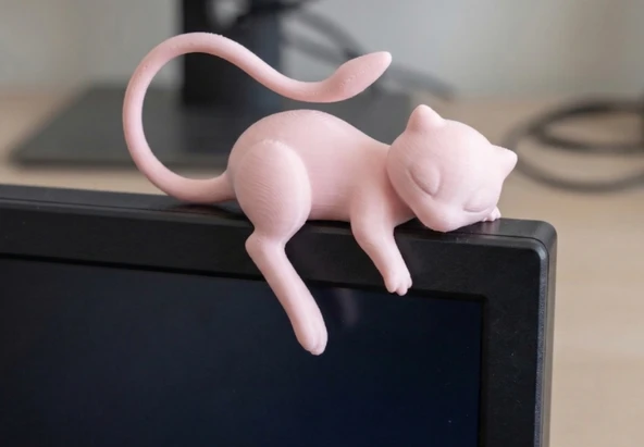 Uyuyan Kedi Monitör Üstü Figürü | 3D Baskı Sevimli Masaüstü Dekorasyon Aksesuarı ürün görseli 1