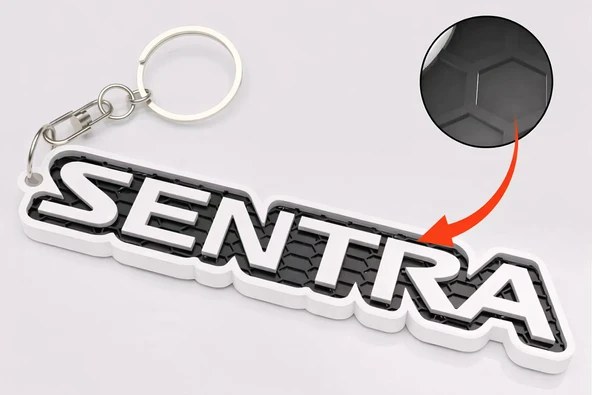 Sentra Tasarım 3D Baskı Anahtarlık – Petek Desenli Araba Anahtarlığı, Şık Oto Aksesuar ürün görseli 1