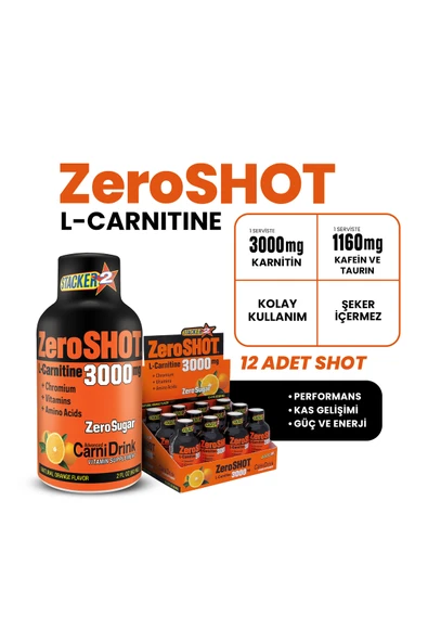 Zero Shot Stacker2 Zero Shot L-carnitine 3000 mg 12 Adet Çilek Aromalı - Resim 3