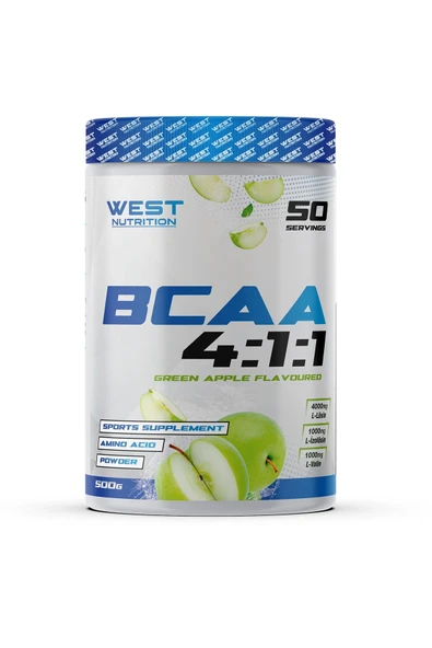 West Nutrition Bcaa 4:1:1 500 gr 50 Servis Yeşil Elma Aromalı ürün görseli 1
