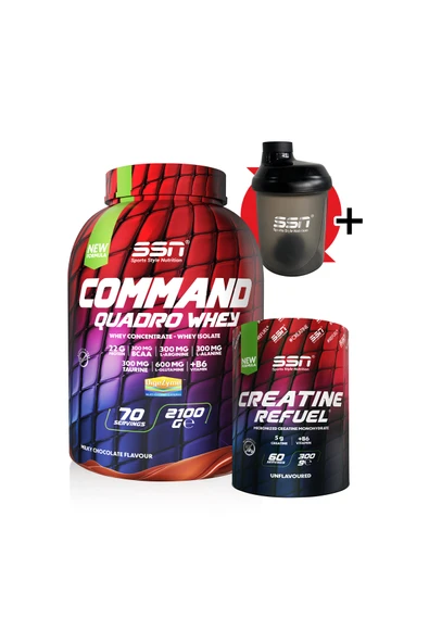 SSN Sports Style Nutrition Quadro Performans Kombinasyonu 1 (Command 2.1 Kg Çikolata + Creatine) ürün görseli 1