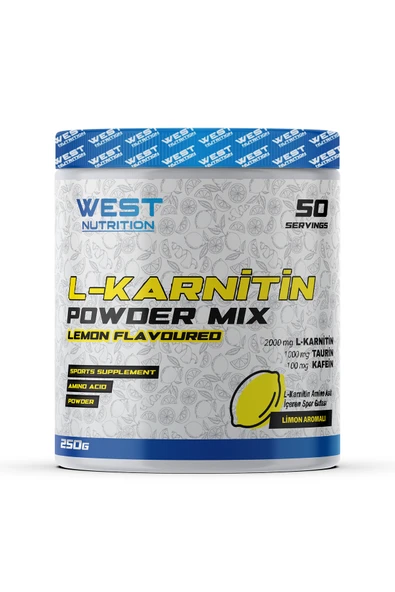West Nutrition L-Karnitin Taurin Toz 250 gr 50 Servis Limon Aromalı ürün görseli 1