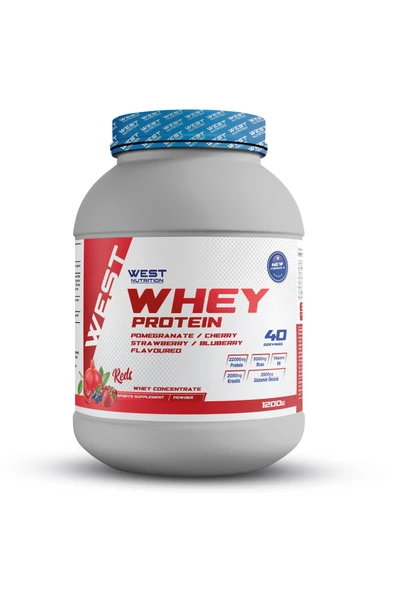 West Nutrition Whey Protein Tozu 1200 gr 40 Servis Reds Nar Vişne Çilek Aromalı ürün görseli 1