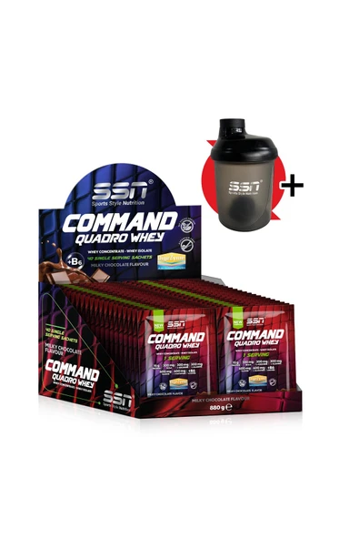 SSN Sports Style Nutrition Command Quadro Whey 22 gr X 40 Şase Kutu 880 gr (ÇİKOLATA) Protein Tozu ürün görseli 1