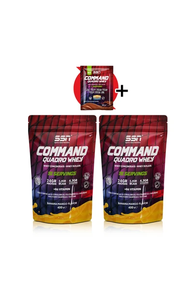 SSN Sports Style Nutrition Command Quadro Whey 900 gr 30 Şase Muz Mangolu (15X2 DOYPACKS) Kombinasyon ürün görseli 1