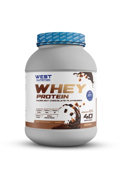 West Nutrition Whey Protein Tozu 1200 gr 40 Servis Fındık&çikolata ürün görseli 1
