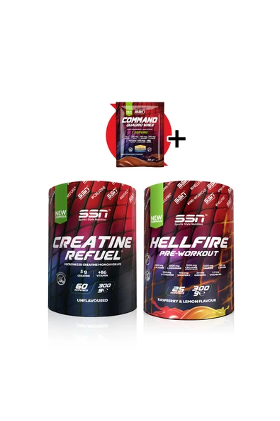 SSN Sports Style Nutrition Performans Kombinasyonu 2 (SSN CREATİNE 300GR SSN HELLFİRE PREWORKOUT 300GR) ürün görseli 1