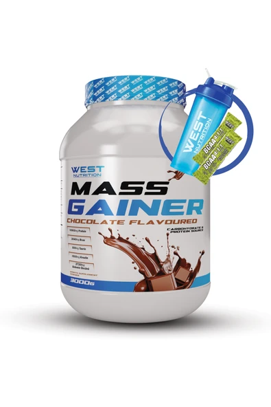 West Nutrition Mass Gainer Karbonhidrat Tozu 3000 g 30 Servis Çikolata Aromalı ve Shaker ürün görseli 1