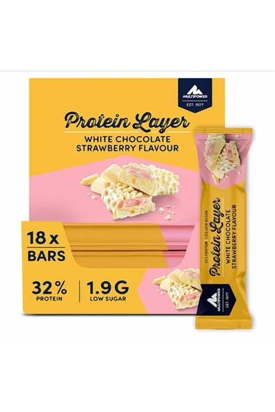 Multipower Protein Layer 50 Gr 18 Adet BEYAZ ÇİKOLARA ÇİLEK Aromalı ürün görseli 1