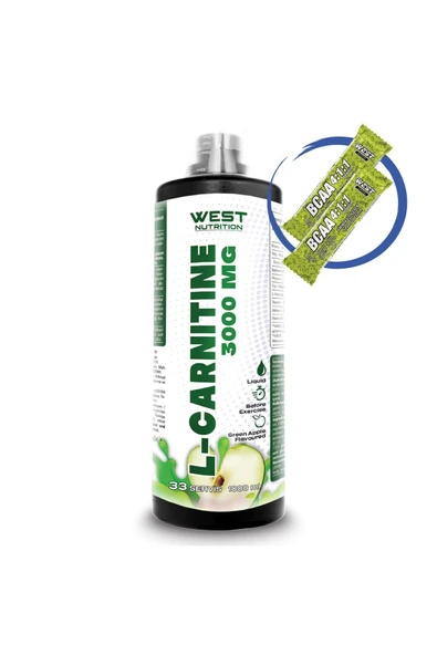 West Nutrition L-karnitin ( L-carnitine ) 3000 mg 1000 ml 33 Servis Yeşil Elma Aromalı ürün görseli 1