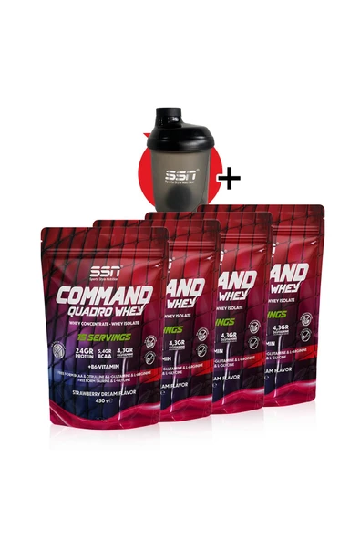 SSN Sports Style Nutrition Command Quadro Whey 1800 gr 60 Şase Çilekli (15X4 DOYPACKS) Kombinasyon ürün görseli 1