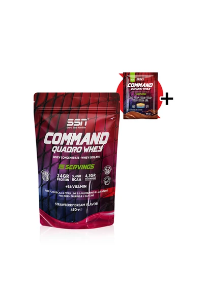SSN Sports Style Nutrition Command Quadro Whey 450 Gr (Çilek) Protein Tozu ürün görseli 1